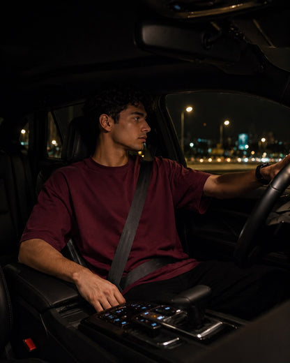 تيشيرت أساسي اوفر سايز — برجاندي